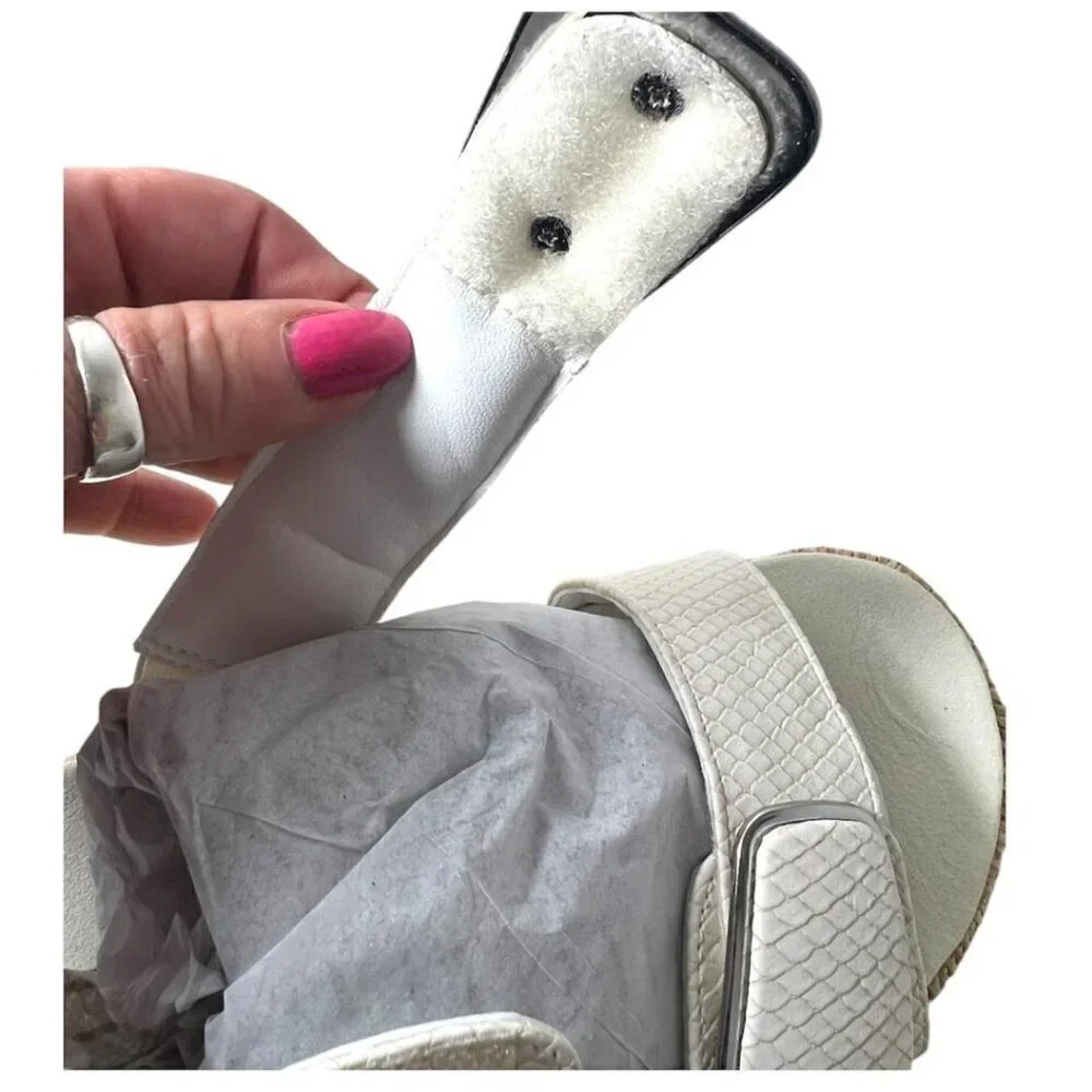 Anne Klein Womens White Open Toe Espadrille Platform Wedge Sandals Sz 10 New